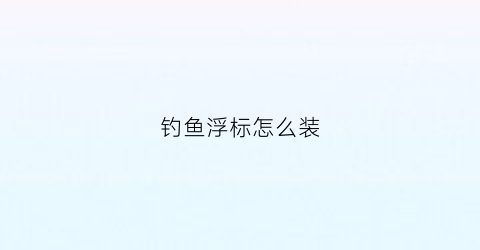 钓鱼浮标怎么装