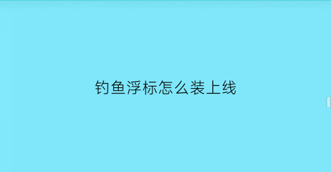 “钓鱼浮标怎么装上线(钓鱼浮标怎么装上线的)