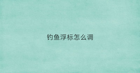 钓鱼浮标怎么调