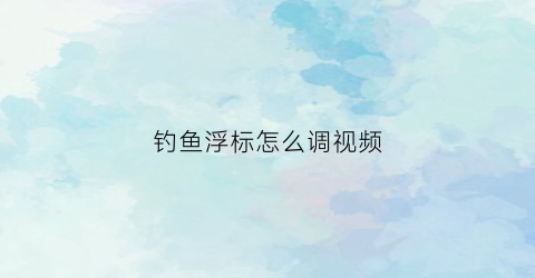 钓鱼浮标怎么调视频