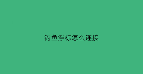 钓鱼浮标怎么连接(钓鱼浮标怎么弄才能浮起来)
