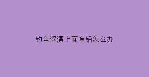 钓鱼浮漂上面有铅怎么办(鱼漂上鱼)
