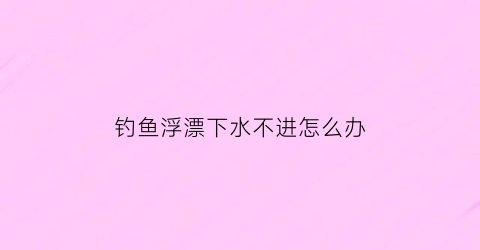 钓鱼浮漂下水不进怎么办(浮漂被拉下水不上鱼)