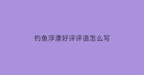 钓鱼浮漂好评评语怎么写