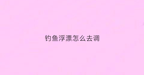 钓鱼浮漂怎么去调(钓鱼浮漂怎么调整)