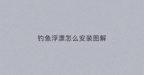 钓鱼浮漂怎么安装图解(钓鱼浮漂怎么安装图解大全)