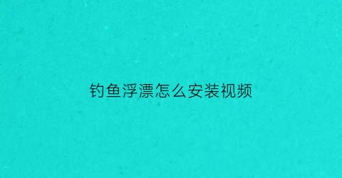 钓鱼浮漂怎么安装视频(钓鱼浮漂怎么安装视频教学)