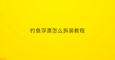 钓鱼浮漂怎么拆装教程(钓鱼的浮漂怎么安装视频教程)