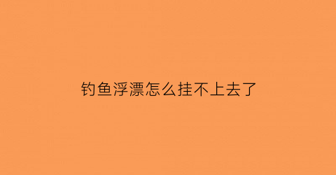 钓鱼浮漂怎么挂不上去了(钓鱼浮漂立不起来是什么原因)