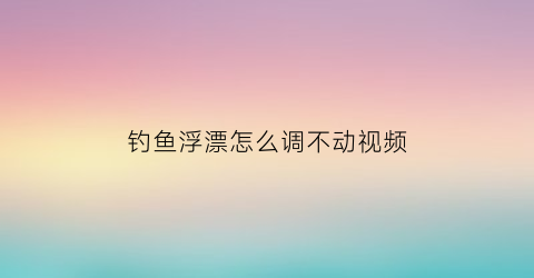 钓鱼浮漂怎么调不动视频