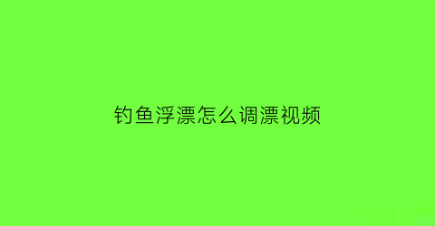 钓鱼浮漂怎么调漂视频(钓鱼鱼浮漂怎么调视频)