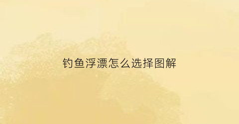钓鱼浮漂怎么选择图解(钓鱼浮漂选择方法)