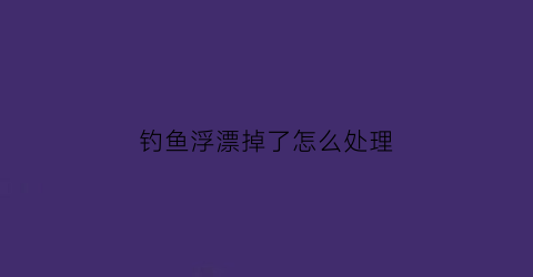 钓鱼浮漂掉了怎么处理(掉浮漂怎么调)