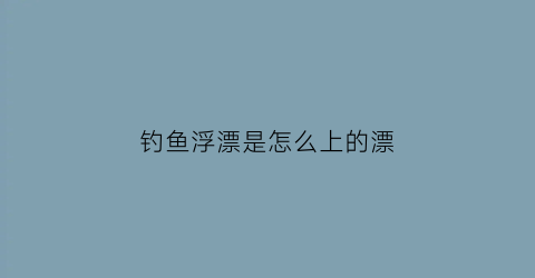 钓鱼浮漂是怎么上的漂(浮漂怎样才代表上鱼了)