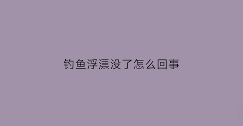 “钓鱼浮漂没了怎么回事(钓鱼浮漂不漂怎么回事)