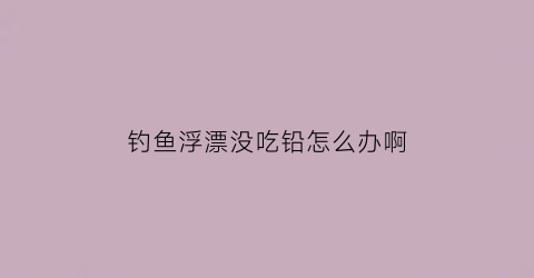 钓鱼浮漂没吃铅怎么办啊(钓鱼浮漂没吃铅怎么办啊视频)