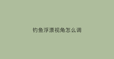 钓鱼浮漂视角怎么调(钓鱼浮漂视角怎么调节)