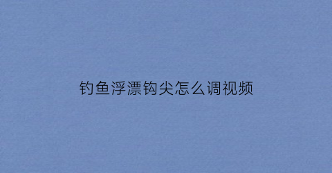 钓鱼浮漂钩尖怎么调视频(什么叫浮漂的漂尖)