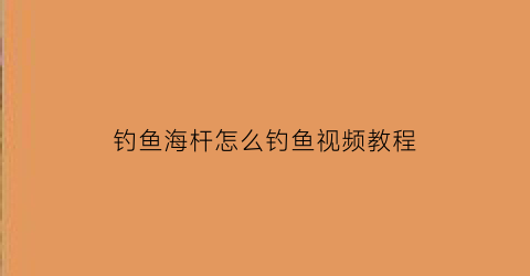 钓鱼海杆怎么钓鱼视频教程