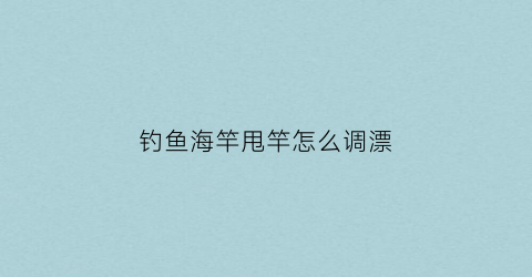 钓鱼海竿甩竿怎么调漂(钓鱼海竿甩竿怎么调漂最好)