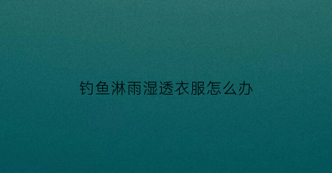 钓鱼淋雨湿透衣服怎么办(下完雨钓鱼)