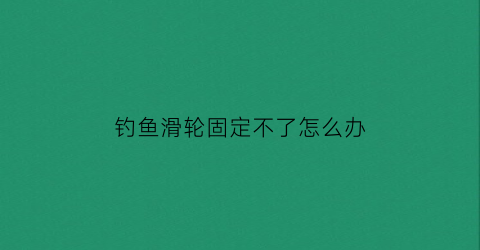 “钓鱼滑轮固定不了怎么办(钓鱼滑轮怎么缠线视频)