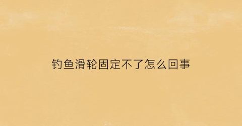 “钓鱼滑轮固定不了怎么回事(钓鱼滑轮固定不了怎么回事儿)