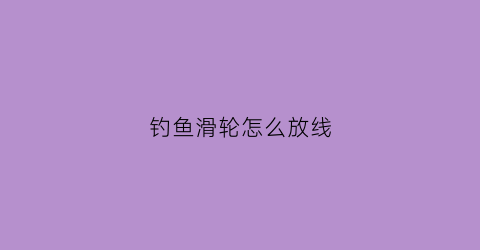 钓鱼滑轮怎么放线(滑轮线组钓鱼)