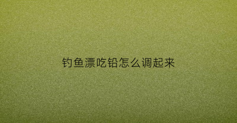 钓鱼漂吃铅怎么调起来(钓鱼用漂吃铅怎么选择)