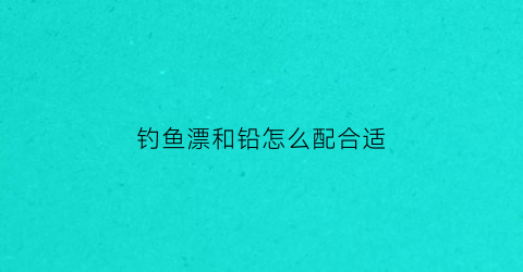 “钓鱼漂和铅怎么配合适(钓鱼铅和浮漂比例视频讲解)