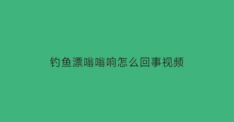 钓鱼漂嗡嗡响怎么回事视频(鱼漂震动是什么原因)