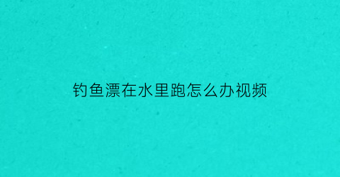钓鱼漂在水里跑怎么办视频(钓鱼漂一直在水里走怎么办)