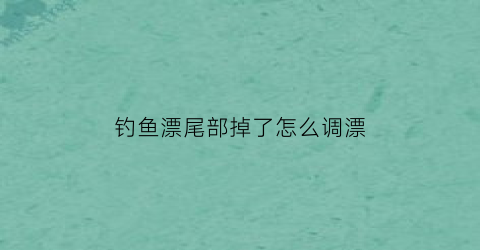 “钓鱼漂尾部掉了怎么调漂(浮漂的漂尾歪了怎么办)