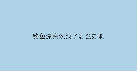 “钓鱼漂突然没了怎么办啊(钓鱼漂不起来怎么办)