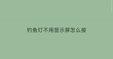 钓鱼灯不用显示屏怎么接(钓鱼灯不用时怎么保护)
