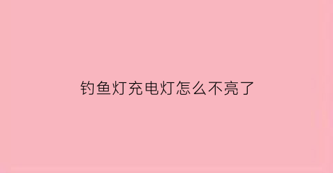 钓鱼灯充电灯怎么不亮了(钓鱼灯充电充不进去)