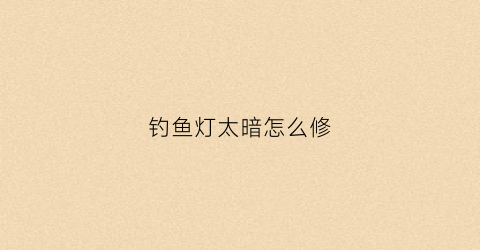 钓鱼灯太暗怎么修