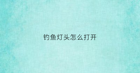 钓鱼灯头怎么打开(钓鱼头灯开关的原理)