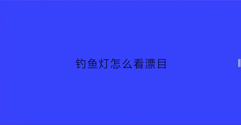 钓鱼灯怎么看漂目(钓鱼灯亮度怎么选择多少瓦)