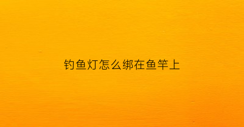 “钓鱼灯怎么绑在鱼竿上(钓鱼灯怎么装)