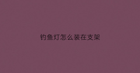 钓鱼灯怎么装在支架(钓鱼灯架子)