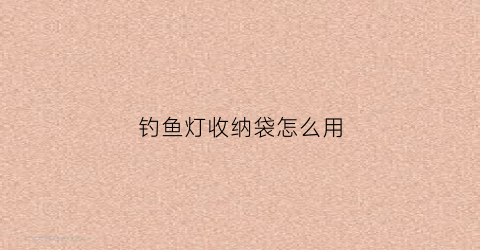 钓鱼灯收纳袋怎么用(diy钓鱼灯收光镜)