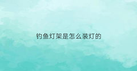 “钓鱼灯架是怎么装灯的(钓鱼灯支架图片价格表)