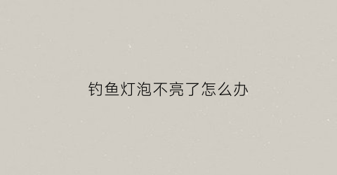 钓鱼灯泡不亮了怎么办(钓鱼灯不亮按键没反应)
