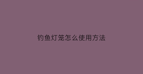 “钓鱼灯笼怎么使用方法(钓鱼灯笼怎么使用方法视频教程)