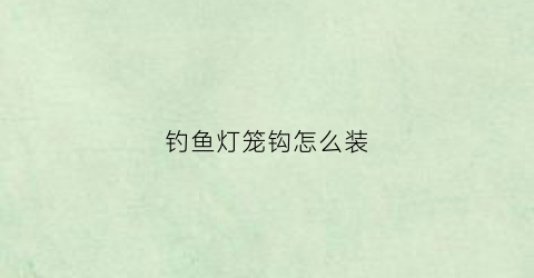 钓鱼灯笼钩怎么装(灯笼鱼钩怎么用)