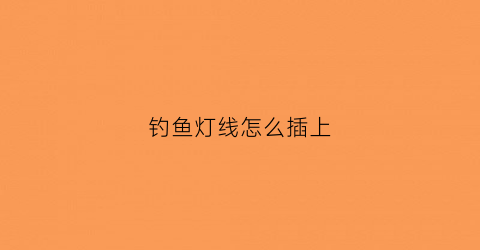钓鱼灯线怎么插上(钓鱼灯接线)