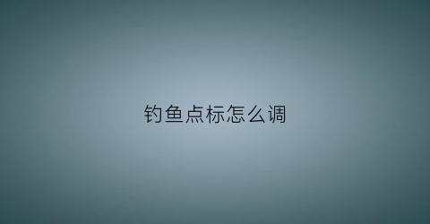 “钓鱼点标怎么调(钓鱼点大全)