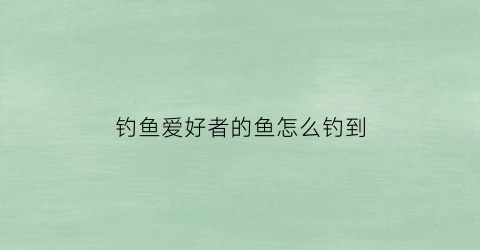 钓鱼爱好者的鱼怎么钓到(怎么钓鱼了)