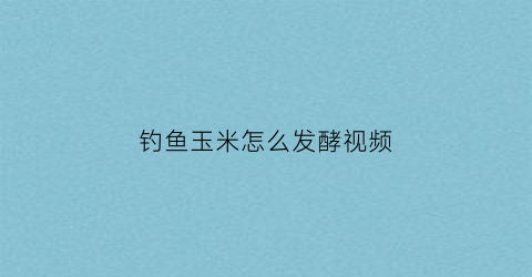 钓鱼玉米怎么发酵视频(钓鱼玉米怎么发酵视频教学)